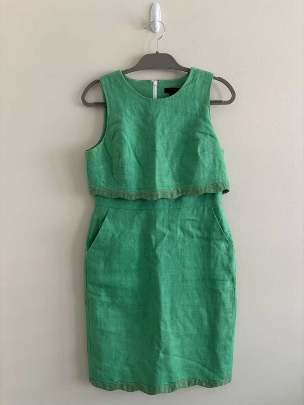 J. Crew Green Linen Sheath Dress